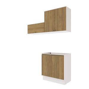 Mueble Lavadero Kappesberg 160cm Con Aéreos Blanco y Marrón