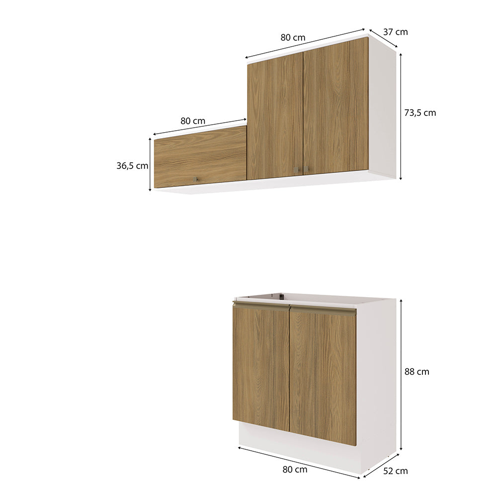 Mueble Lavadero Kappesberg 160cm Con Aéreos Blanco y Marrón