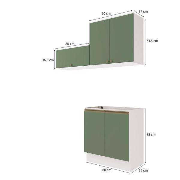 Mueble Lavadero Kappesberg 160cm Con Aéreos Blanco y Verde