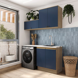 Mueble Lavadero Kappesberg 160cm Con Aéreos Marrón y Azul