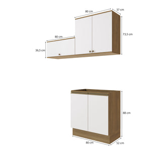 Mueble Lavadero Kappesberg 160cm Con Aéreos Marrón y Blanco