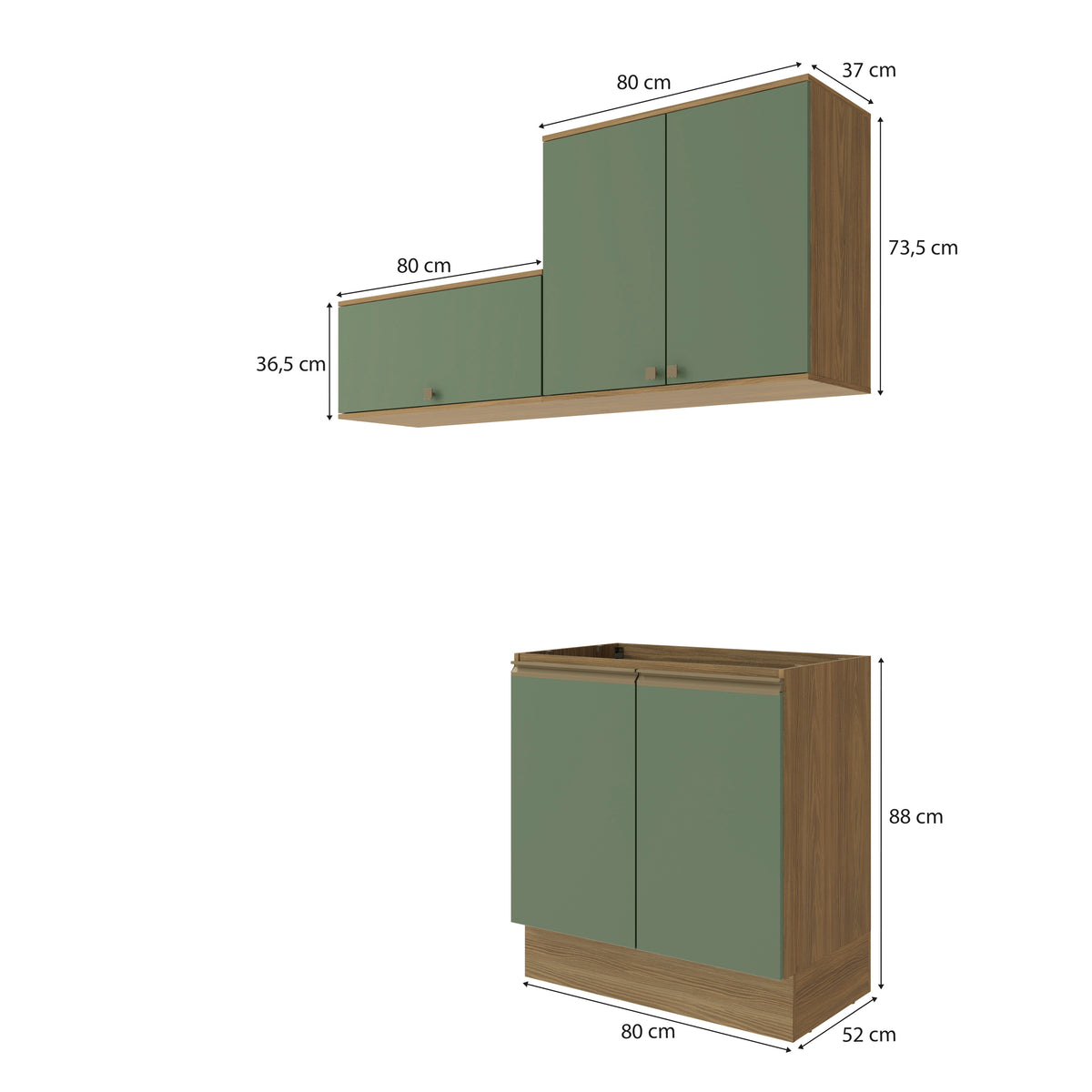 Mueble Lavadero Kappesberg 160cm Con Aéreos Marrón y Verde