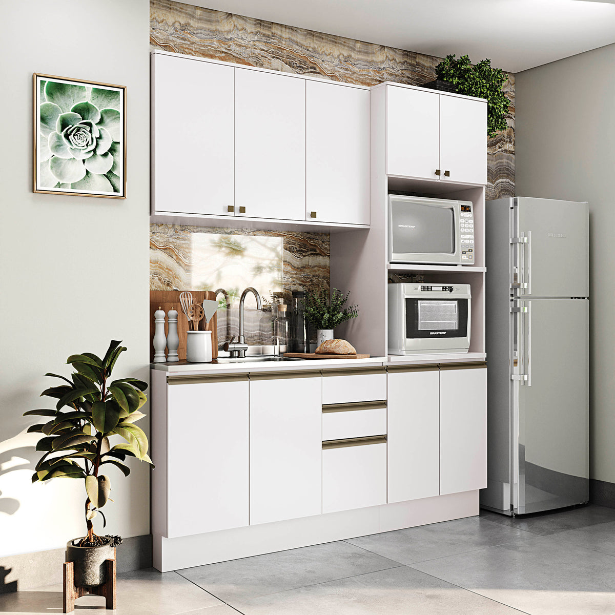 Cocina Integral 190cm MDF 9 Puertas Kappesberg Blanco