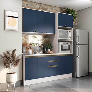 Cocina Integral 190cm MDF 9 Puertas Kappesberg Blanco/Azul