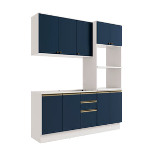 Cocina Integral 190cm MDF 9 Puertas Kappesberg Blanco/Azul