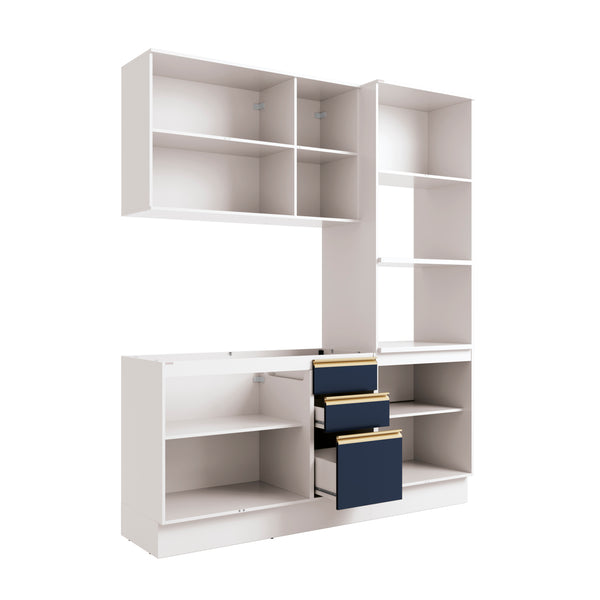 Cocina Integral 190cm MDF 9 Puertas Kappesberg Blanco/Azul