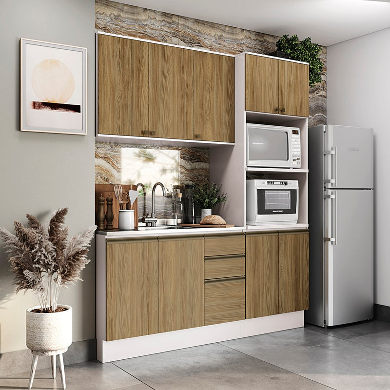 Cocina Integral 190cm MDF 9 Puertas Kappesberg Blanco/Marrón