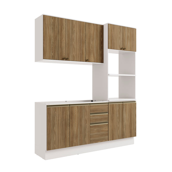 Cocina Integral 190cm MDF 9 Puertas Kappesberg Blanco/Marrón