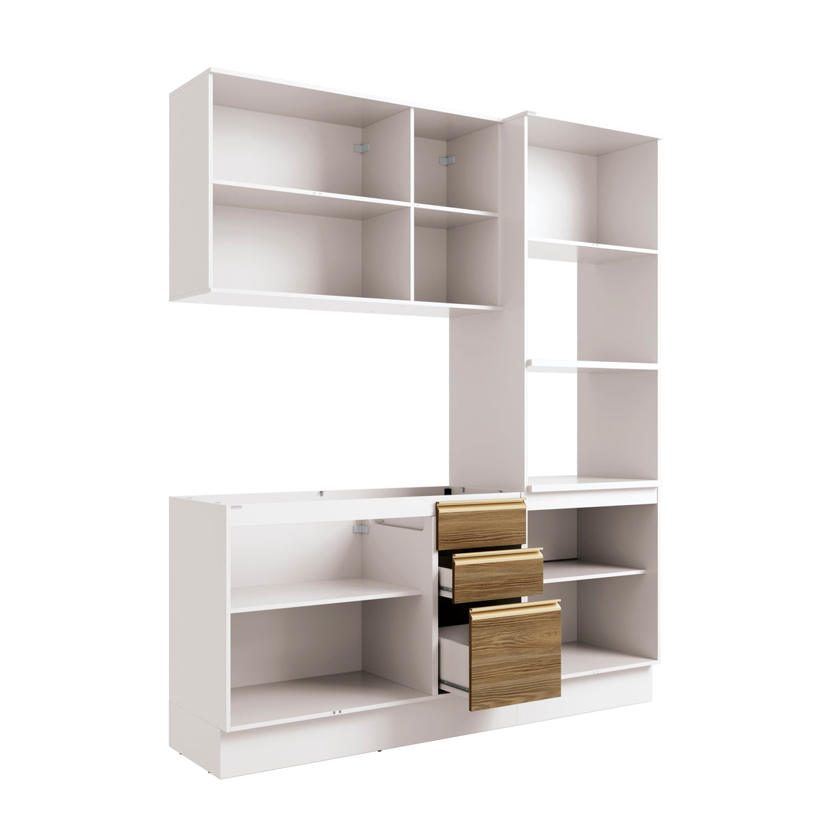 Cocina Integral 190cm MDF 9 Puertas Kappesberg Blanco/Marrón