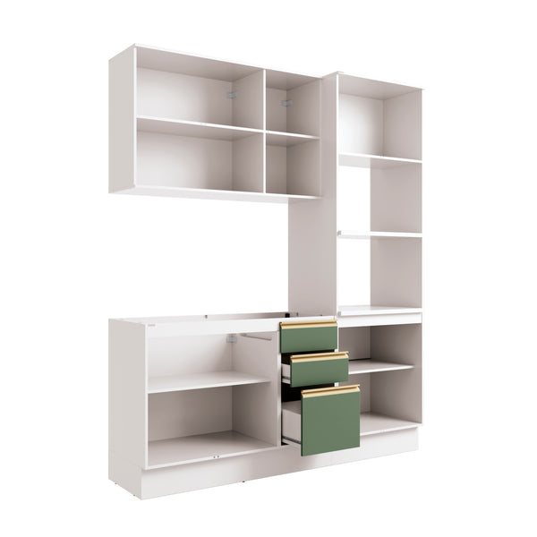 Cocina Integral 190cm MDF 9 Puertas Kappesberg Blanco/Verde