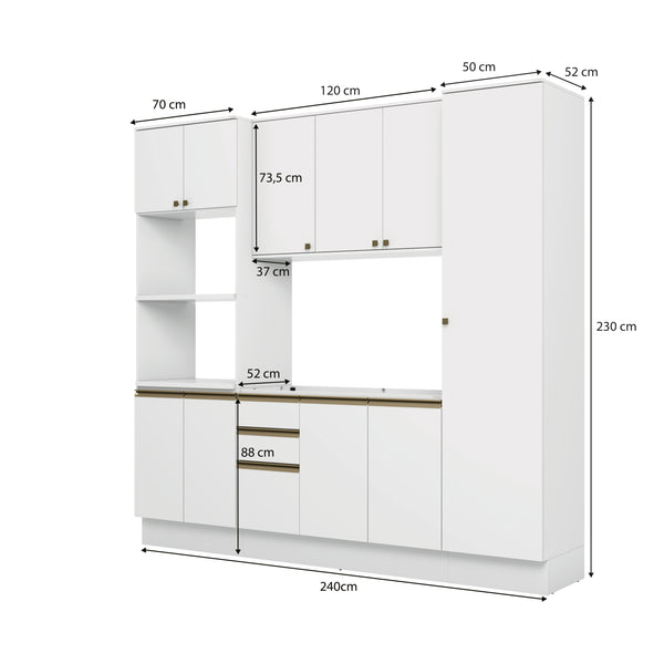 Cocina Integral 240cm MDF 10 Puertas Kappesberg Blanco