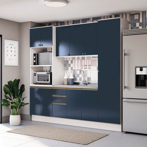 Cocina Integral 240cm MDF 10 Puertas Kappesberg Blanco/Azul