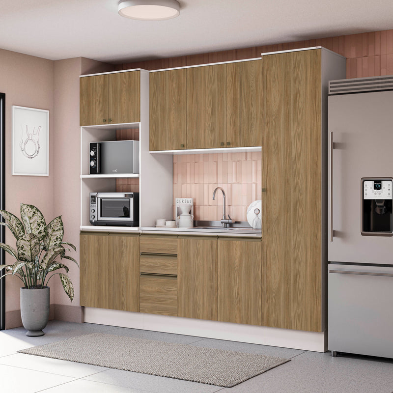 Cocina Integral 240cm 10 Puertas Kappesberg Blanco/Marrón