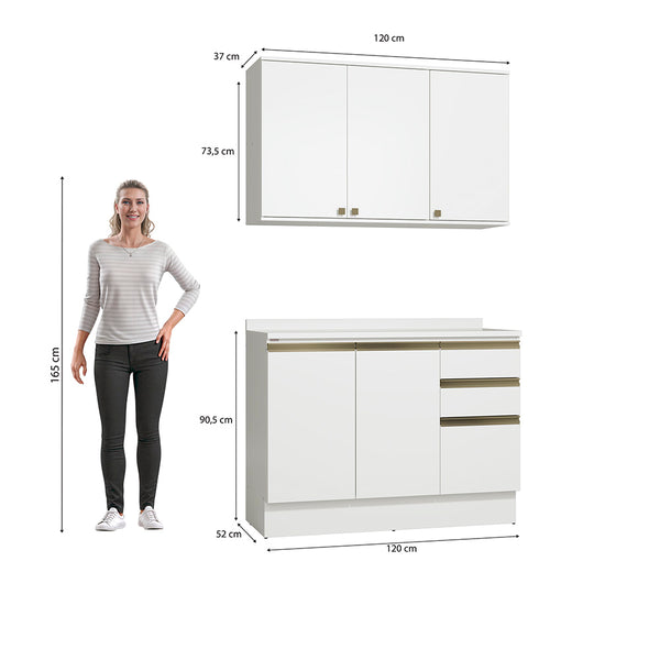 Gabinete Cocina Kappesberg 120cm MDF 5 Puertas Blanco