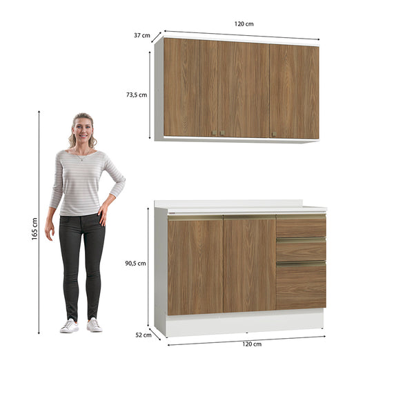 Gabinete Cocina Kappesberg 120cm MDF 5 Puertas Blanco/Marrón