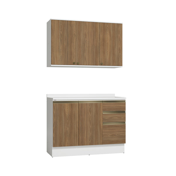 Gabinete Cocina Kappesberg 120cm MDF 5 Puertas Blanco/Marrón