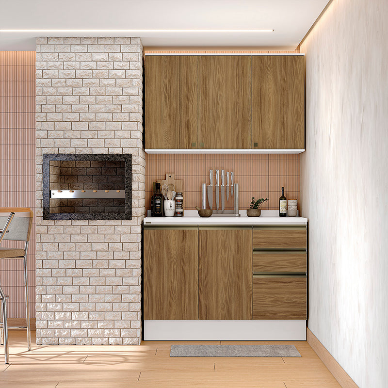 Gabinete Cocina Kappesberg 120cm MDF 5 Puertas Blanco/Marrón