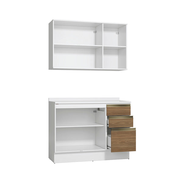 Gabinete Cocina Kappesberg 120cm MDF 5 Puertas Blanco/Marrón