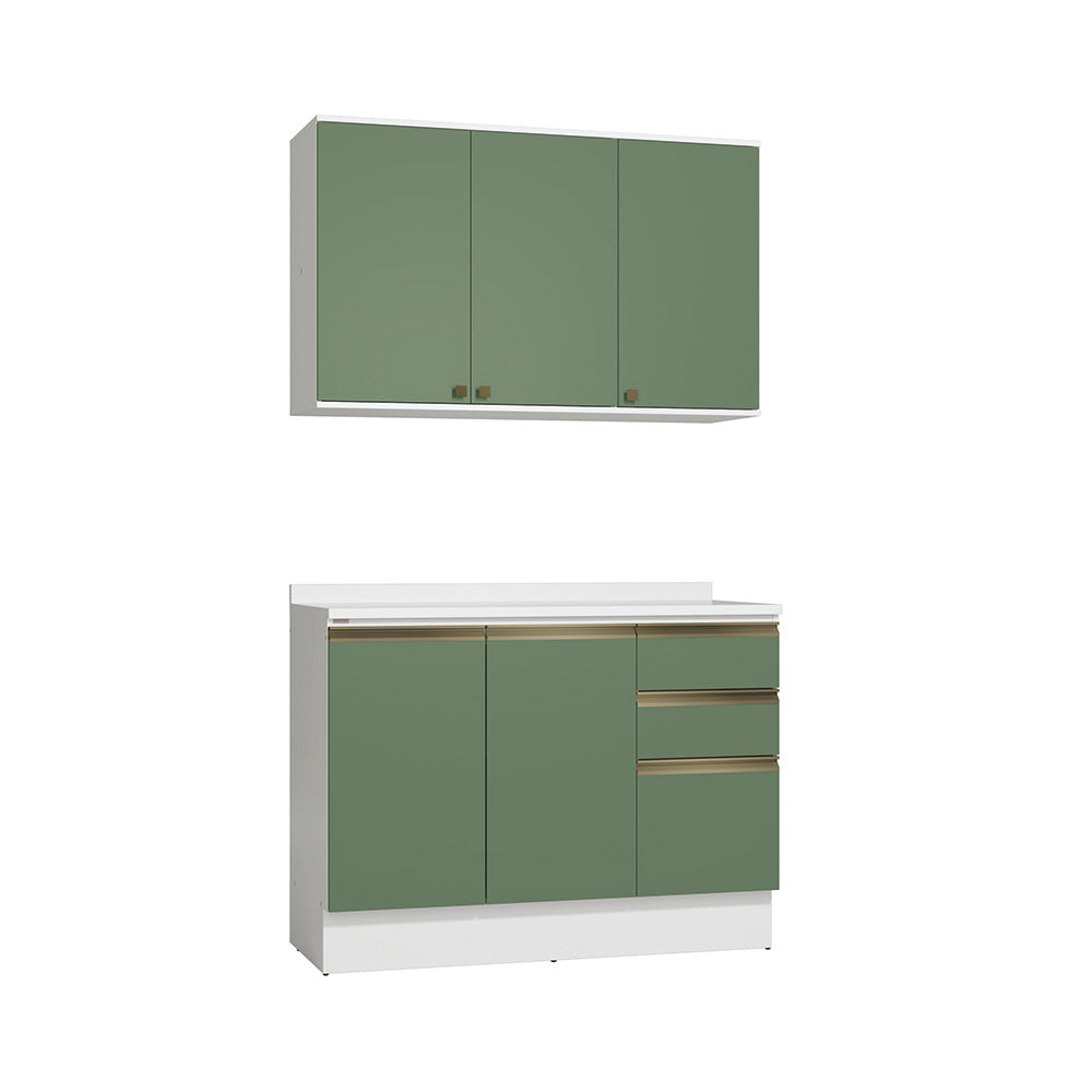 Gabinete Cocina Kappesberg 120cm MDF 5 Puertas Blanco/Verde