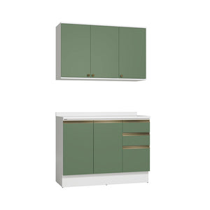 Gabinete Cocina Kappesberg 120cm MDF 5 Puertas Blanco/Verde