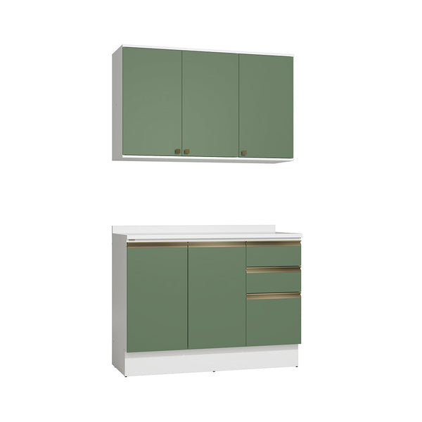 Gabinete Cocina Kappesberg 120cm MDF 5 Puertas Blanco/Verde