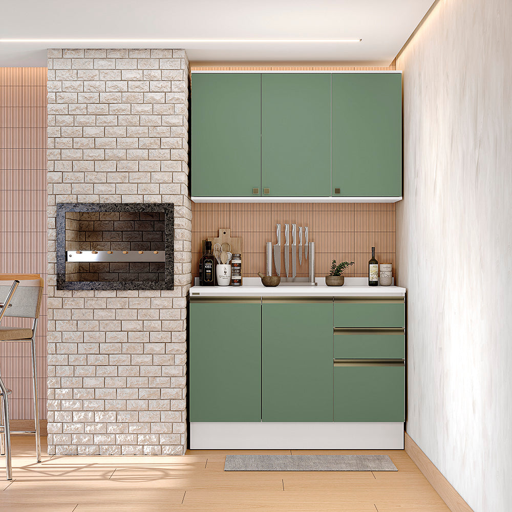 Gabinete Cocina Kappesberg 120cm MDF 5 Puertas Blanco/Verde