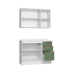 Gabinete Cocina Kappesberg 120cm MDF 5 Puertas Blanco/Verde