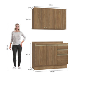 Gabinete Cocina Kappesberg 120cm MDF 5 Puertas Marrón