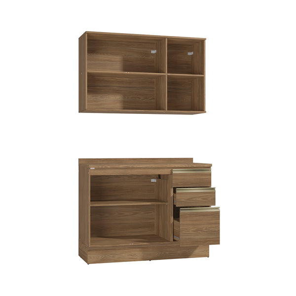 Gabinete Cocina Kappesberg 120cm MDF 5 Puertas Marrón