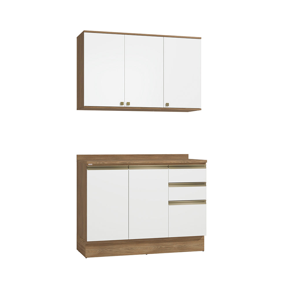 Gabinete Cocina Kappesberg 120cm MDF 5 Puertas Marrón/Blanco