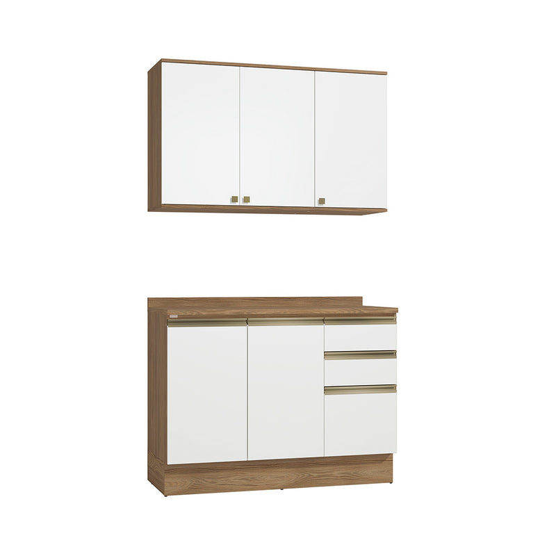 Gabinete Cocina Kappesberg 120cm MDF 5 Puertas Marrón/Blanco