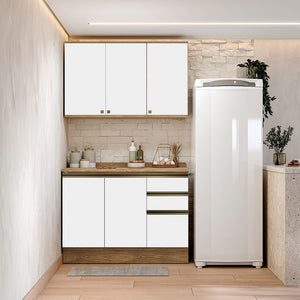 Gabinete Cocina Kappesberg 120cm MDF 5 Puertas Marrón/Blanco