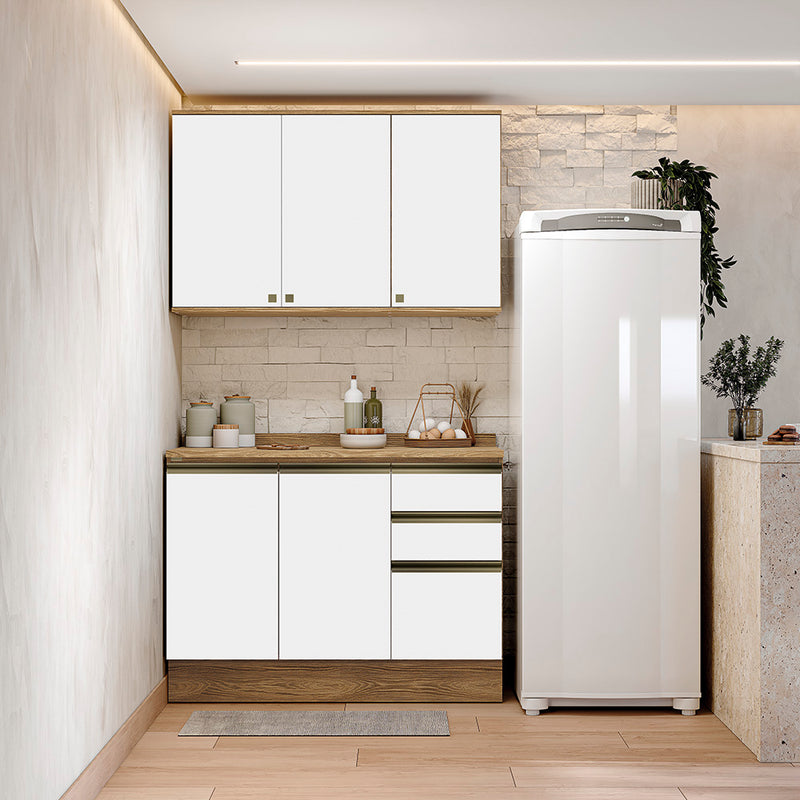 Gabinete Cocina Kappesberg 120cm MDF 5 Puertas Marrón/Blanco