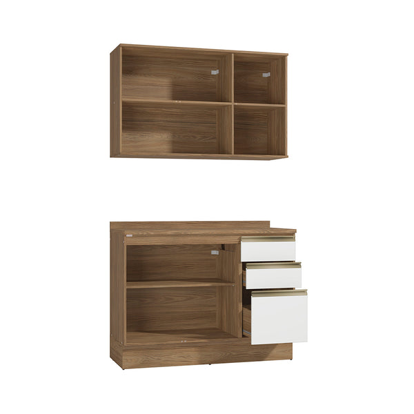 Gabinete Cocina Kappesberg 120cm MDF 5 Puertas Marrón/Blanco