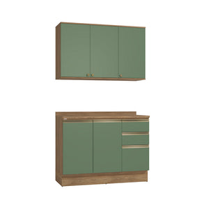 Gabinete Cocina Kappesberg 120cm MDF 5 Puertas Marrón/Verde