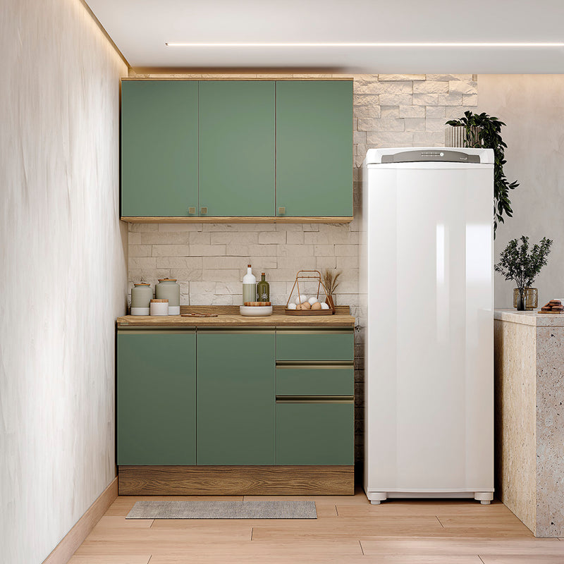 Gabinete Cocina Kappesberg 120cm MDF 5 Puertas Marrón/Verde