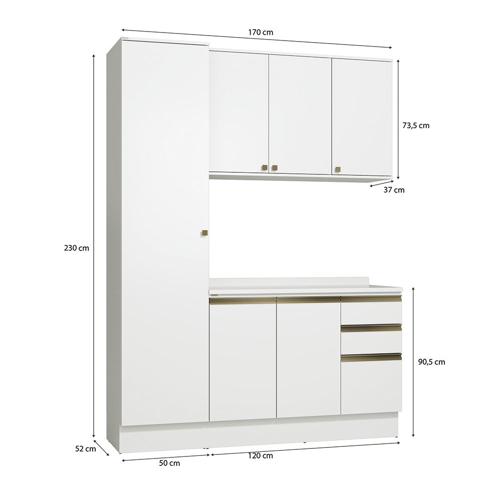 Armario de Cocina 170cm MDF 6 Puertas Kappesberg Blanco