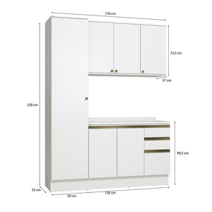 Armario de Cocina 170cm MDF 6 Puertas Kappesberg Blanco