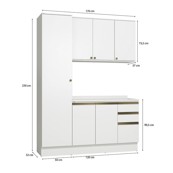Armario de Cocina 170cm MDF 6 Puertas Kappesberg Blanco