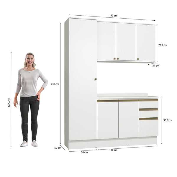 Armario de Cocina 170cm MDF 6 Puertas Kappesberg Blanco