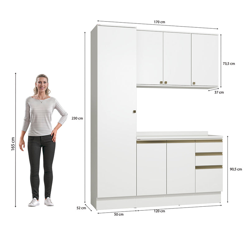 Armario de Cocina 170cm MDF 6 Puertas Kappesberg Blanco