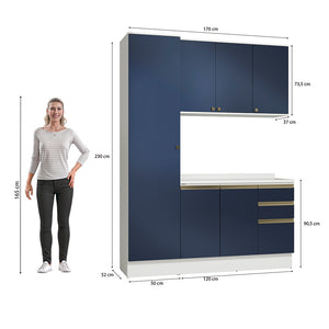Armario de Cocina 170cm MDF 6 Puertas Kappesberg Blanco/Azul
