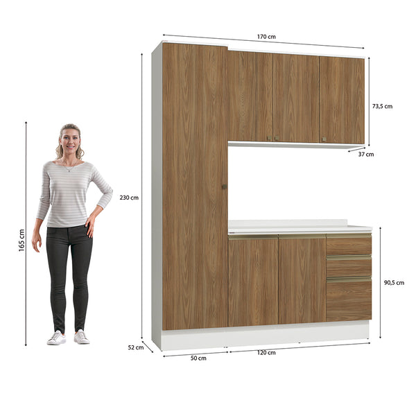 Armario de Cocina 170cm 6 Puertas Kappesberg Blanco/Marrón
