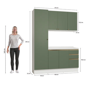 Armario de Cocina 170cm 6 Puertas Kappesberg Blanco/Verde