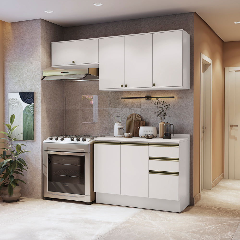 Cocina Compacta 200cm MDF 3 Cajones Kappesberg Blanco