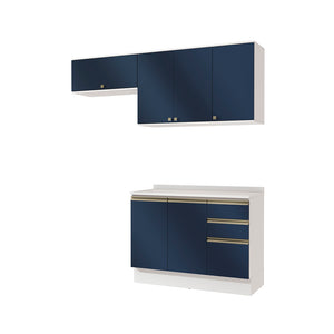Cocina Compacta 200cm MDF 3 Cajones Kappesberg Blanco/Azul