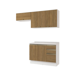 Cocina Compacta 200cm MDF 3 Cajones Kappesberg Blanco/Marrón