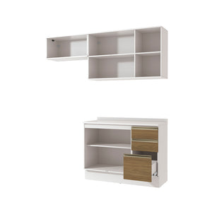 Cocina Compacta 200cm MDF 3 Cajones Kappesberg Blanco/Marrón