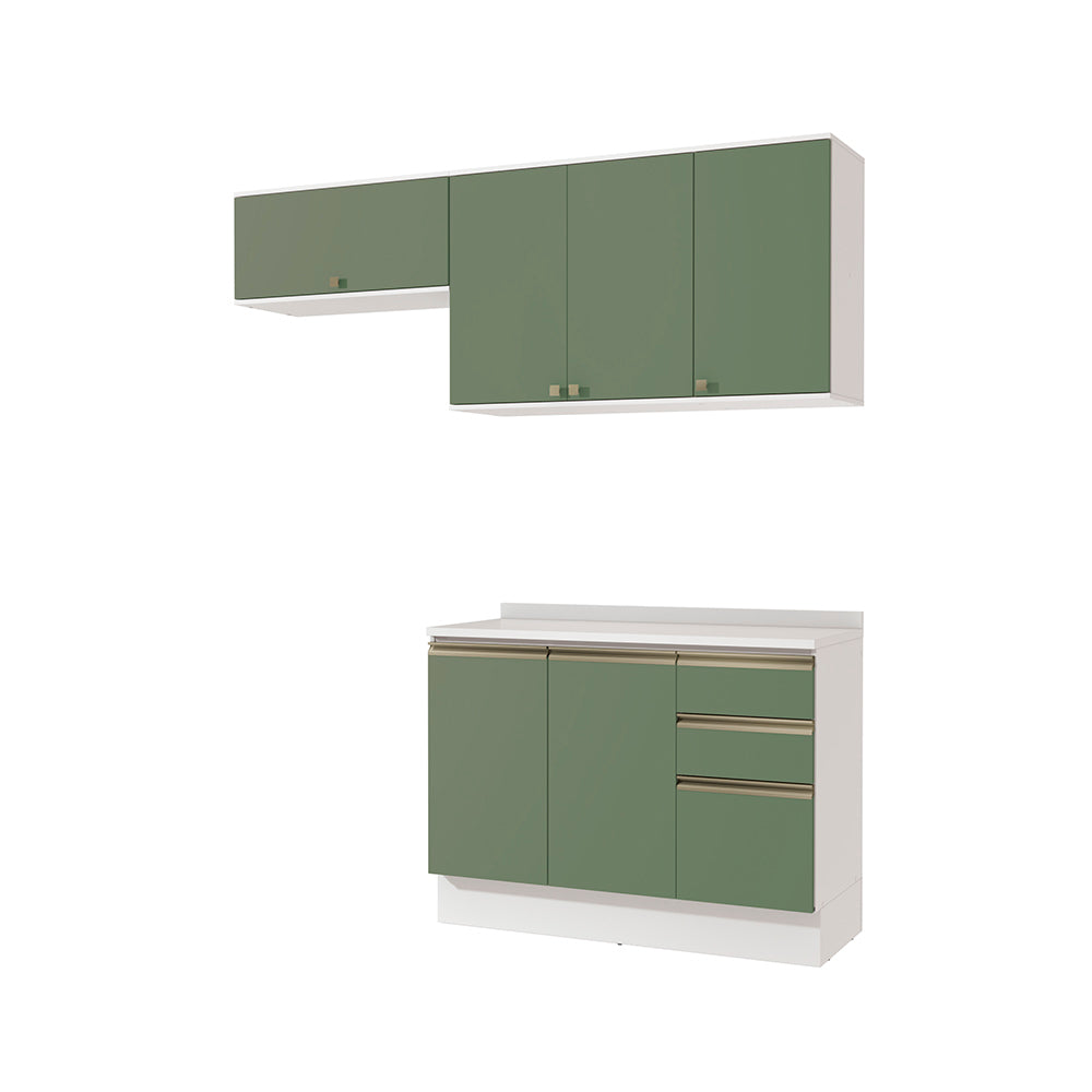 Cocina Compacta 200cm MDF 3 Cajones Kappesberg Blanco/Verde