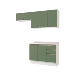 Cocina Compacta 200cm MDF 3 Cajones Kappesberg Blanco/Verde